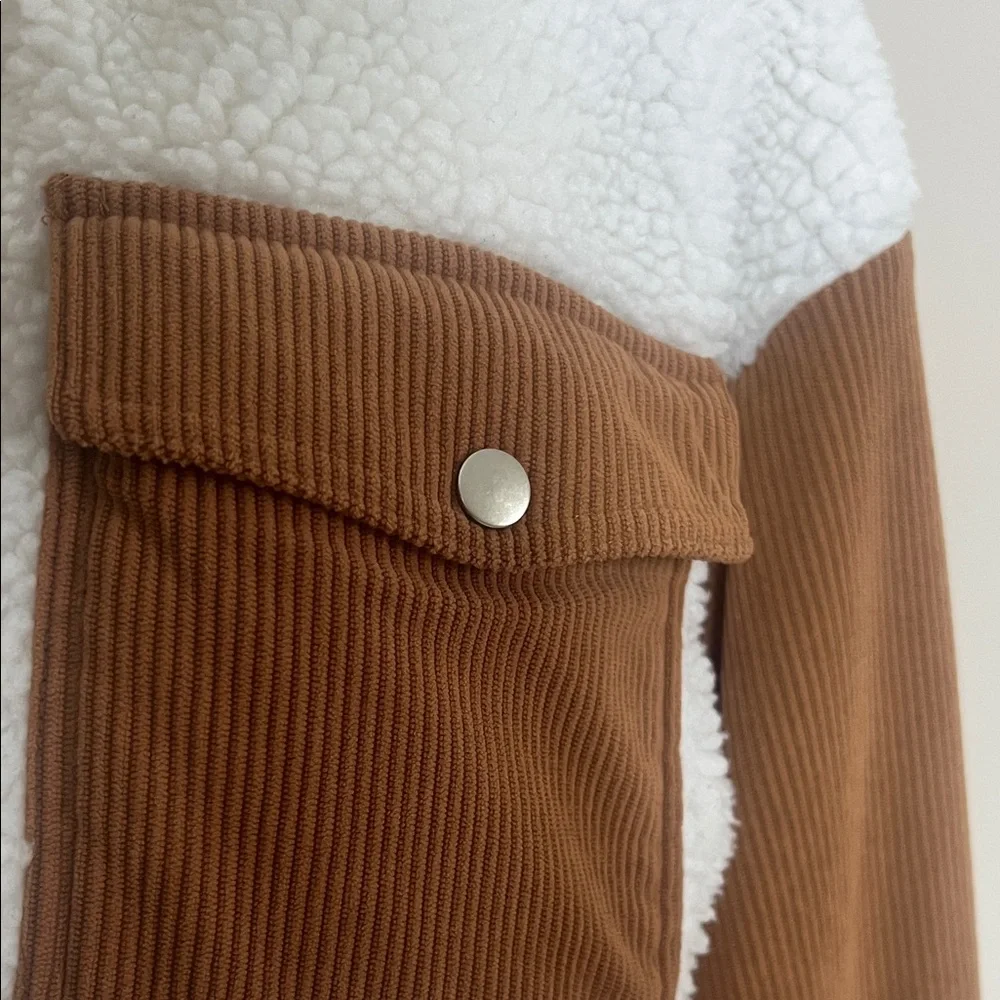 EUC Cozy White and Brown Teddy Jacket - Picture 7 of 11